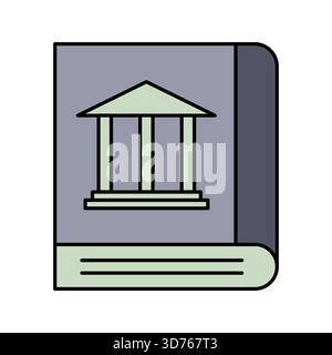 Icône du livre de droit. Symbole du palais de justice. Code de justice vecteur. Papier juridique SPE 10. Illustration de Vecteur