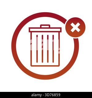 Icône de la corbeille. Supprimer le symbole de croix. Vecteur de retrait des déchets. Poubelle. SPE 10. Illustration de Vecteur