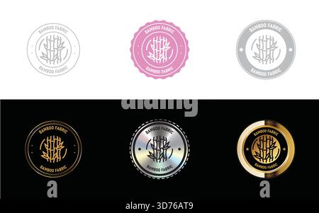 Logo Bamboo Fabric. Icône, timbre, badge, sceau et vecteur de symbole Illustration de Vecteur