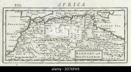 Barbarie & Bildulgerid. Afrique du Nord Maghreb Maroc Algérie. MOLL 1701 carte ancienne Banque D'Images