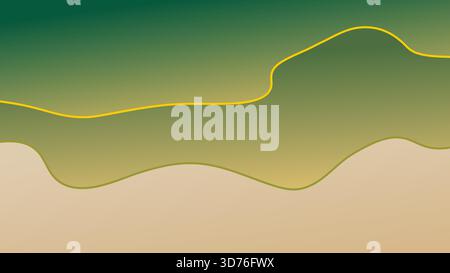 Fond de paysage abstrait minimaliste avec un dégradé vert à beige lisse et une ligne jaune sinueuse. Conception vectorielle moderne représentant le terrain Illustration de Vecteur