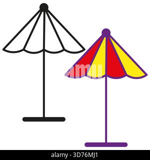 Icône de parasol de plage. Vecteur de couleur de contour. Objet de vacances d'été. Elément de protection en bord de mer. SPE 10. Illustration de Vecteur