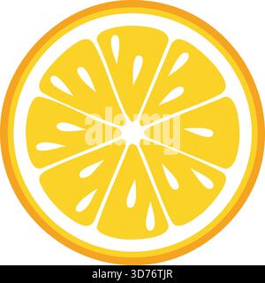 Illustration vectorielle de tranche de citron – icône jaune vif d'agrumes avec détail de fruits frais, symbole alimentaire de vitamine C saine pour la nutrition, les boissons et la cuisine D. Illustration de Vecteur