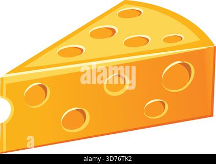 Illustration vectorielle de tranche de fromage – fromage suisse jaune avec trous, icône de nourriture laitière pour la cuisson, menu de restaurant, produits d'épicerie et conception nutritionnelle Illustration de Vecteur