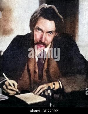 ROBERT LOUIS STEVENSON (1850-1894) romancier écossais vers 1893 Banque D'Images