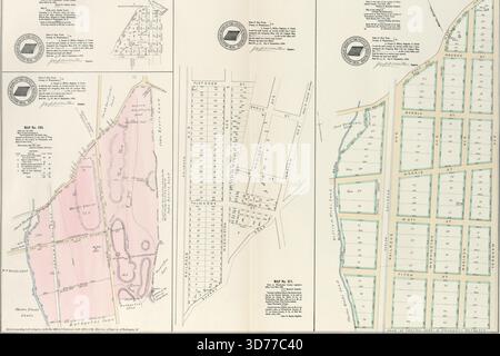 Plan 19 carte no 551 Bounded by Road to West Farms, Fordham Ave., Fitch réunis, (Mill Brook) River réunies - carte no 377 Bounded by Fletcher compris, Fordham Ave., Quarry Rd., and Railroad Ave. - carte no 180 Bounded by Quarry Rd., John Ryer's Land et Harlem Railroad. - Vol. 1 des cartes, page 52 bornée par (Road to) West Farms to Upper Morrisania, Central Ave., et Pine Ave., 1888 - 1897., New York. Editeur, E. Robinson Co., Bronx (New York, N.Y Banque D'Images