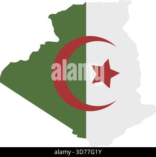 Drapeau de carte Algérie illustré dans le vecteur sur fond blanc Illustration de Vecteur