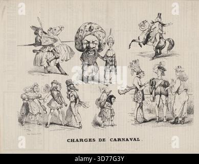 Danseuses de ballet en caricatures françaises du XIXe siècle, 1830 - 1859, avec des œuvres d'Edouard de Beaumont, Gustave Doré, Eugène-Hippolyte Forest, Paul Gavarni et Charles Vernier. La collection comprend 7 lithographies en noir et blanc mesurant 40 x 33 cm ou moins, et 1 lithographie en couleur mesurant 34 x 25 cm, dont « flore et Zéphire », une pièce chorégraphique de Didelot, représentant des danseurs de ballet en France au XIXe siècle Banque D'Images