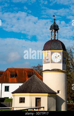 Tour de l'horloge dans le château de Burghausen - Allemagne Banque D'Images