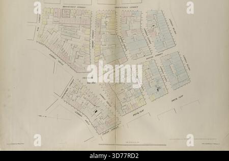 Plan 11 carte délimitée par Cliff Street, Frankfort Street, Pearl Street, Oak Street, Roosevelt Street, South Street, Peck Slip, Ferry Street, 1852., 1852., New York, NY. Éditeur William Perris. Immobilier, New York (État), New York, assurance incendie Banque D'Images