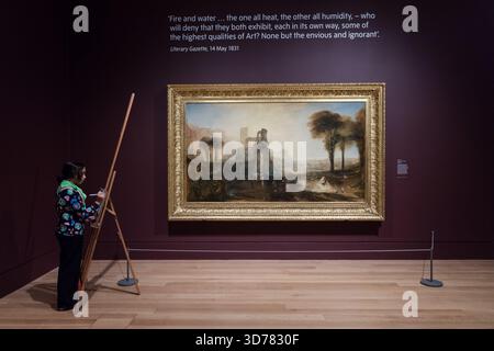 Londres, Angleterre, Royaume-Uni. 24 novembre 2025. Une peinture intitulée ''Palais et Pont de Caligula'' par JMW Turner est exposée lors d'une visite photo à la Tate Britain pour l'exposition ''Turner and Constable : Rivals and Originals'' qui explore la vie et l'héritage des paysagistes les plus vénérés de Grande-Bretagne : JMW Turner (1775''"1851) et John Constable (Credit image : © Wiktor Szymanowicz/ZUMA Press Wire) USAGE ÉDITORIAL ! Non destiné à UN USAGE commercial ! Banque D'Images