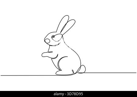 Lapin une ligne dessinant une illustration d'animal à contour continu minimal Illustration de Vecteur