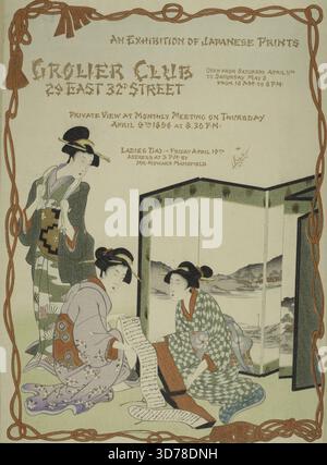 Une exposition d'estampes japonaises au Grolier Club, publiée en 1896. Les affiches sont américaines et montées sur papier cartonné Banque D'Images