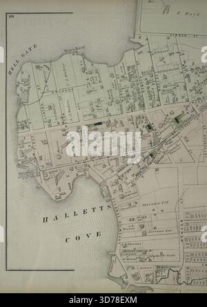 Astoria, une partie de long Island City dans la ville de Newtown, comté de Queens, long Island, tel que représenté sur une carte publiée en 1873 par Beers, Comstock & Cline Banque D'Images