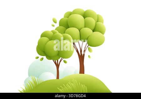 Fond d'illustration vectorielle de paysage d'arbre vert brillant pour la créativité et l'espoir de photo stock de scène de nature Illustration de Vecteur