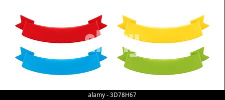 Ensemble de bannières de ruban coloré lumineux Rouge jaune Bleu Vert éléments décoratifs modernes fond d'illustration vectorielle Illustration de Vecteur