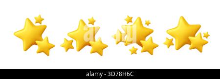 Icônes de notation Golden Star définies pour les graphiques de célébration et de récompense dans un style coloré lumineux Illustration de Vecteur