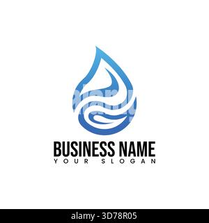 Logo goutte d'eau abstraite minimaliste dégradé de bleu, avec des lignes fluides et fluides et des formes modernes. Parfait pour les compagnies d'eau, les services de plomberie, Illustration de Vecteur