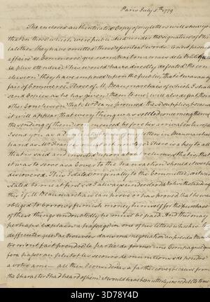 Lettre d'Arthur Lee à Richard Henry Lee, F.L. Lee, Samuel Adams et James Lovell., 1779-07-05 Banque D'Images