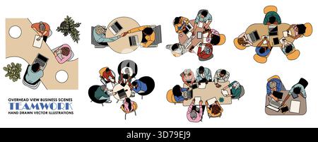 Une équipe commerciale diversifiée montrant un travail collaboratif Illustration de Vecteur