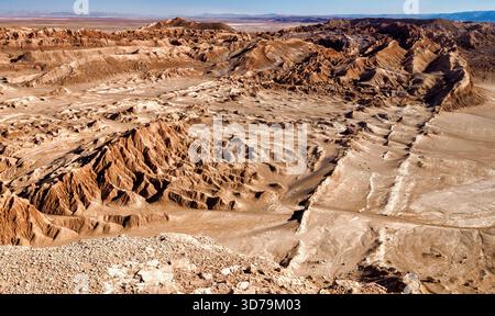 La Valle de la Luna la Vallée de la Lune sn zone de formations rocheuses étonnantes près de San Pedro de Atacama dans les Andes chiliennes Banque D'Images
