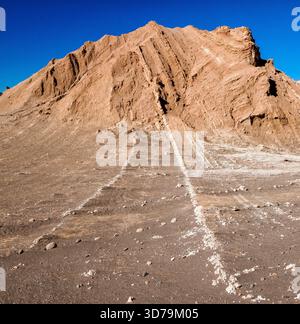 Strates verticales dans la Valle de la Luna la vallée de la Lune sn zone de formations rocheuses étonnantes près de San Pedro de Atacama dans les Andes chiliennes Banque D'Images