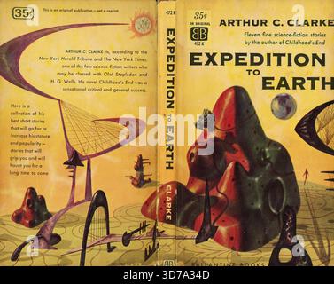 Arthur C. Clarke - expédition sur Terre. Ballantine Books 472K, 1961. Artiste de couverture : Richard Powers' Banque D'Images