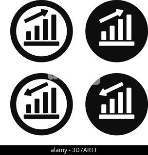 Graphique à barres de croissance vers le haut et vecteur d'illustration d'icône de cercle de flèche noyer Illustration de Vecteur