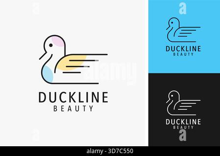 Illustration de conception d'icône de symbole de logo simple de ligne de canard Illustration de Vecteur