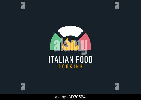Four à briques et couleurs de drapeau italien pour la conception d'icône de symbole de logo de nourriture italienne Illustration de Vecteur