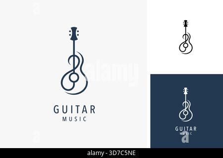 Guitare dans la conception d'icône de symbole de logo de ligne abstraite Illustration de Vecteur