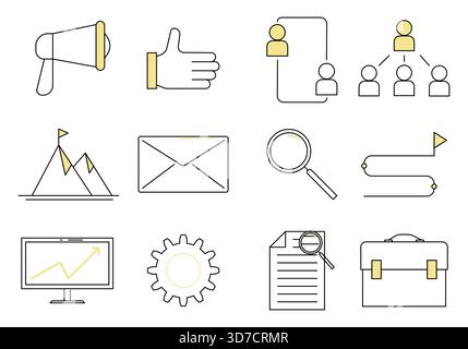 Ensemble d'icônes pour l'orientation d'entreprise. Illustration vectorielle. Illustration de Vecteur