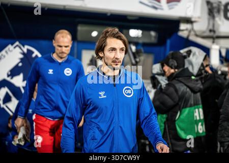 Randers, Danemark. 24 novembre 2025. Rasmus Falk d'Odense BK vu lors du match de Superliga 3F entre Randers FC et Odense BK au Cepheus Park à Randers. Banque D'Images