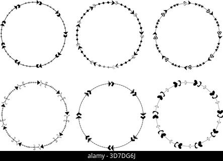 Ensemble de cadres vectoriels ronds faits de flèches dans un style moderne mignon pour la conception graphique et les invitations Illustration de Vecteur