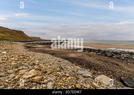 Plage à Skinningrove, Yorkshire, Angleterre, Royaume-Uni Banque D'Images