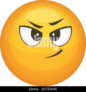 Un visage jaune avec une expression en colère. Les yeux sont grands ouverts et la bouche fermée. La scène est une scène de colère et de frustration Illustration de Vecteur