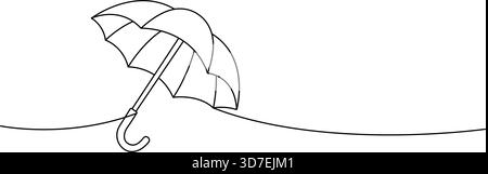Parapluie stylisé en dessin de ligne continu, vecteur minimaliste élégant représentant la météo, la sécurité et la protection contre la pluie Illustration de Vecteur