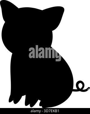 Silhouette de porcelet en posture assise. Forme vectorielle de porc noir simple pour les logos, les icônes de ferme, les décalcomanies, les pochoirs et les modèles de conception Illustration de Vecteur
