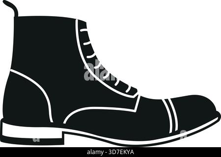 Une chaussure noire avec une semelle blanche et une dentelle noire. La chaussure est un style classique et est susceptible d'être porté avec un costume ou un pantalon habillé Illustration de Vecteur