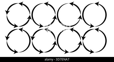 Icône de cercle de flèche rotatif définie pour Infographic Recycling Process, Actualiser la collection de symboles de rotation de boucle de rechargement pour Workflow, Update, cycle Illustration de Vecteur