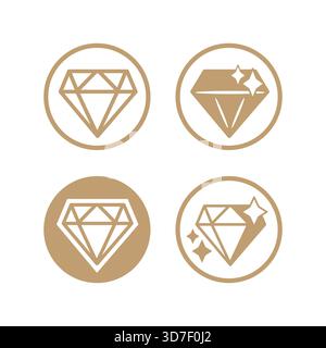 Icône de vecteur de diamant. Ensemble d'icônes silhouette de diamant royal. Modèle d'éléments de bijoux de collection. Illustration de Vecteur