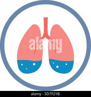 Un cercle bleu et rouge avec deux poumons au milieu Illustration de Vecteur