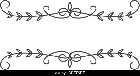 Image en noir et blanc d'une bordure feuillue. La bordure est composée de nombreuses petites feuilles et est très détaillée. L'image est très simple et élégante, avec Illustration de Vecteur