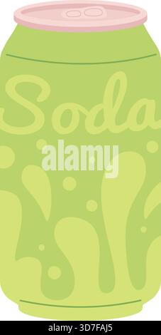 Une canette de soda verte avec un dessus rose Illustration de Vecteur