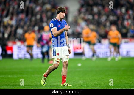 Oscar Jegou lors du match de rugby à xv des Quilter Nations Series France VS Australia (Wallabies) au stade de France le 22 novembre 2025 à Paris. Banque D'Images