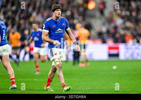 Oscar Jegou lors du match de rugby à xv des Quilter Nations Series France VS Australia (Wallabies) au stade de France le 22 novembre 2025 à Paris. Banque D'Images