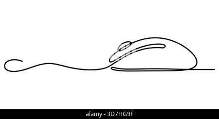 Élément de conception graphique d'une souris d'ordinateur de style dessin d'une ligne Illustration de Vecteur