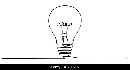 Dessin simple en ligne continue d'une conception de concept d'ampoule Illustration de Vecteur