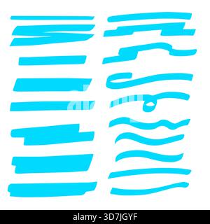 Illustration vectorielle de lignes de tirage de main grunge. Soulignez un trait de typographie, des griffonnages, des courbes. Le stylet permet de tracer des traits barrés. Des formes à main levée audacieuses. Illustration de Vecteur