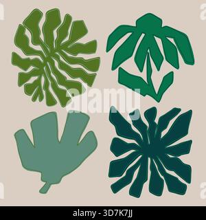 Matisse a inspiré abstrait vert découpes botaniques motif sans couture Illustration de Vecteur